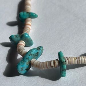 Vintage Native American Heishi Turquoise Necklace 16"